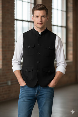 AVSJ Sleeveless Solid Men Jacket