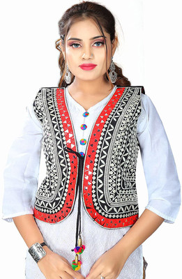 shivam faishon Sleeveless Self Design Women Jacket
