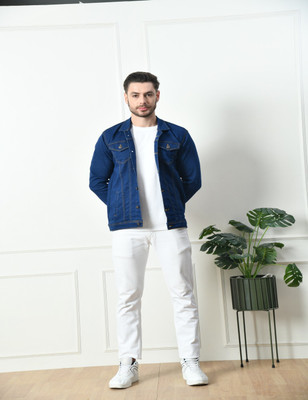Flaring Full Sleeve Solid Men Denim Jacket