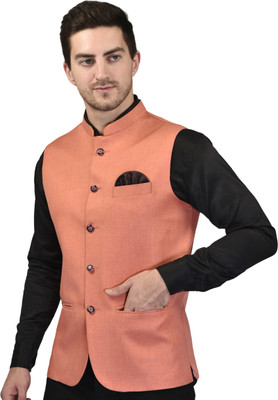 Svatantra Sleeveless Self Design Men Jacket