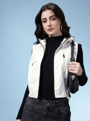 Glitchez Sleeveless Solid Women Jacket