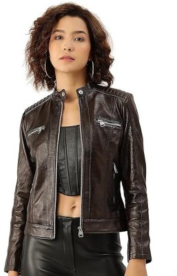 Leather Retail 3/4th Sleeve Solid Women Jacket