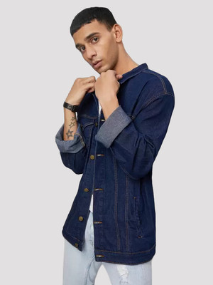 Linaria Full Sleeve Solid Men Denim Jacket