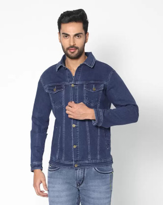 Flaring Full Sleeve Solid Men Denim Jacket