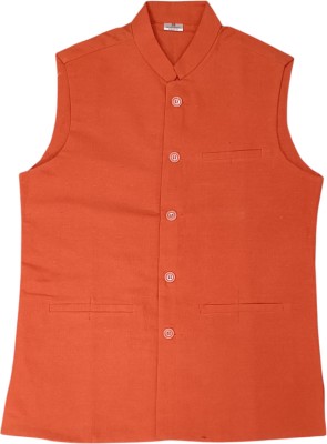 AL HIND HANDLOOM Sleeveless Self Design Men Jacket