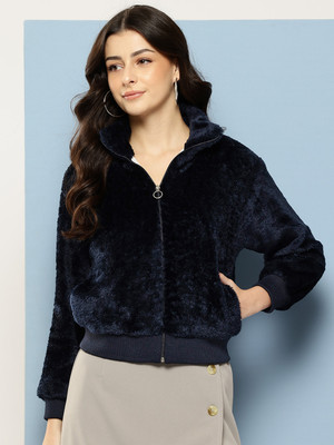Sangria Full Sleeve Self Design Women Jacket