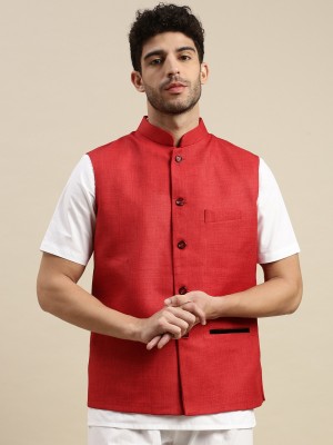 Ramraj Cotton Sleeveless Self Design Men Jacket