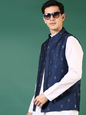 V-MART Sleeveless Self Design Men Jacket