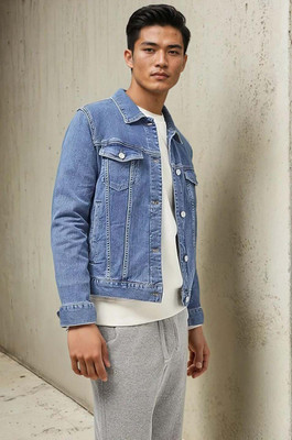 KOTTY Full Sleeve Solid Men Denim Jacket