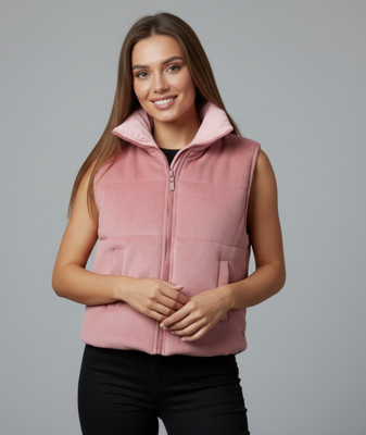 Wineberry Sleeveless Self Design Women Jacket