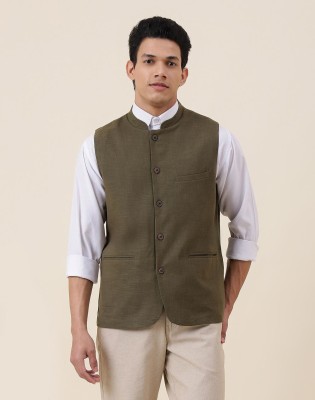 Fabindia Sleeveless Solid Men Jacket