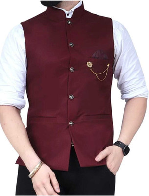 AGGARMENTS Sleeveless Self Design Men Jacket