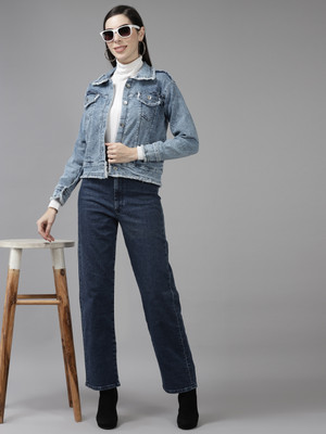 Sangria Full Sleeve Washed Women Denim Jacket