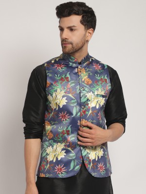 kaifoo Sleeveless Floral Print Men Jacket