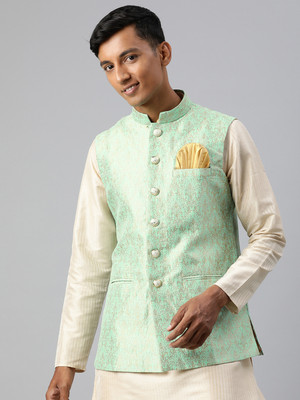 Manthan Sleeveless Self Design Men Jacket