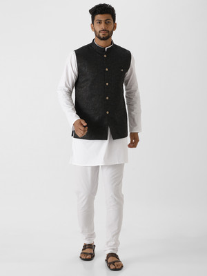 Ramraj Cotton Sleeveless Self Design Men Jacket