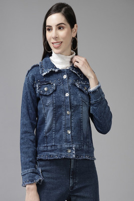 HERE&NOW Full Sleeve Self Design Women Denim Jacket