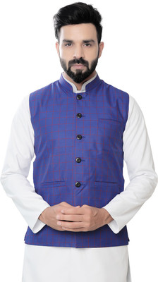 Click One Sleeveless Checkered Men Jacket