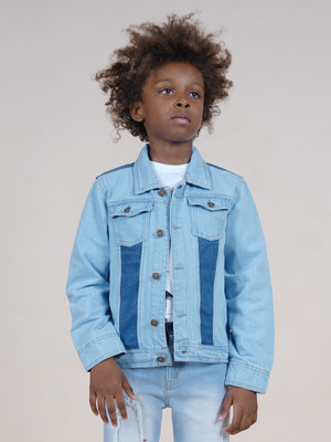 KiddoPanti Full Sleeve Colorblock Boys Denim Jacket