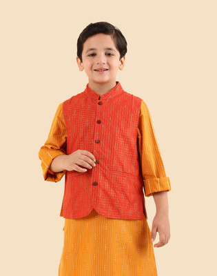 Fabindia Sleeveless Printed Boys Jacket