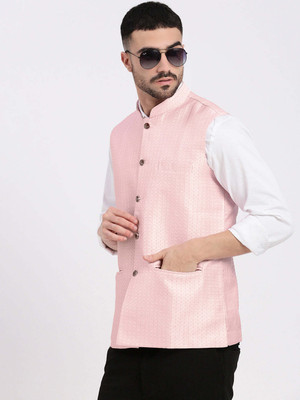 SHOWOFFFF Sleeveless Self Design Men Jacket
