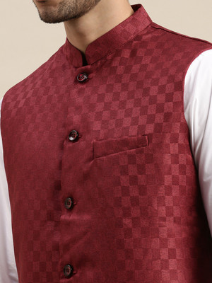 Ramraj Cotton Sleeveless Self Design Men Jacket