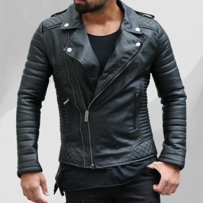 First leather Full Sleeve Solid Men Jacket