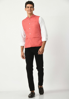 IndiWeaves Sleeveless Self Design Men Jacket