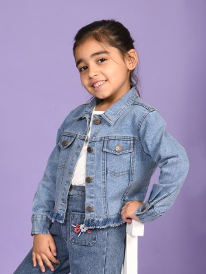 Superminis Full Sleeve Solid Girls Denim Jacket