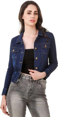 MAGNIFICENT MODA 3/4th Sleeve Self Design Women Denim Jacket