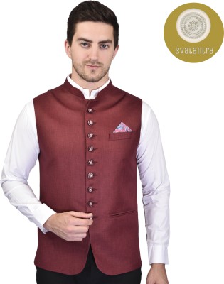 Svatantra Sleeveless Self Design Men Jacket