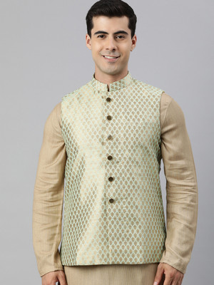 Manthan Sleeveless Self Design Men Jacket
