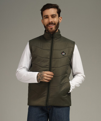 Christy World Sleeveless Self Design Men Jacket