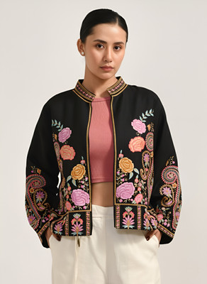 MEERABELLA Full Sleeve Embroidered Women Jacket