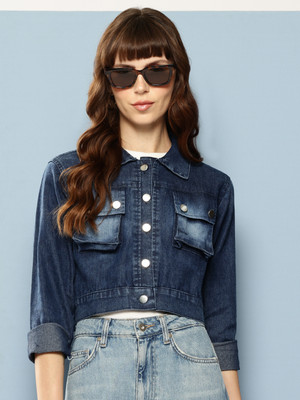 MUHURATAM Full Sleeve Solid Women Denim Jacket