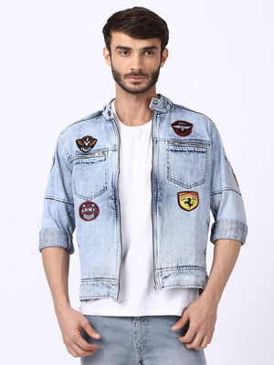VOXXATI Full Sleeve Self Design Men Denim Jacket