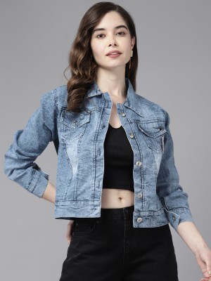 MUHURATAM Full Sleeve Self Design Women Denim Jacket