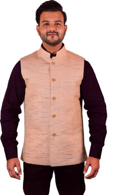 W S TEXTILE Self Design Men Waistcoat