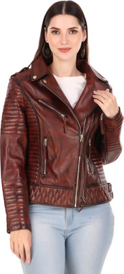 Leather Retail Full Sleeve Solid Women Jacket