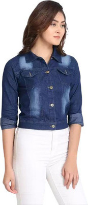 simran collections 3/4th Sleeve Solid Women Denim Jacket