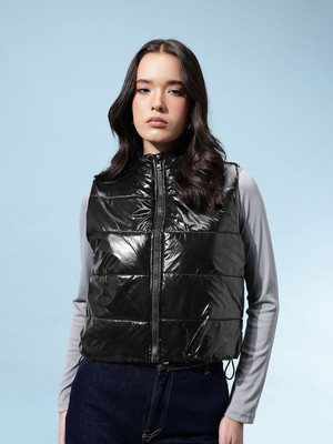Glitchez Sleeveless Solid Women Jacket