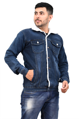 HIBOK Full Sleeve Solid Men Denim Jacket