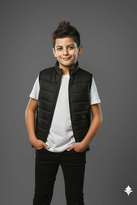 saqlaini traders Half Sleeve Self Design Boys Jacket