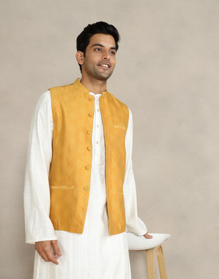 Fabindia Sleeveless Printed Men Jacket
