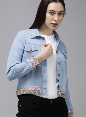 VOGATI Full Sleeve Printed Women Denim Jacket