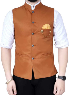 AGGARMENTS Sleeveless Self Design Men Jacket