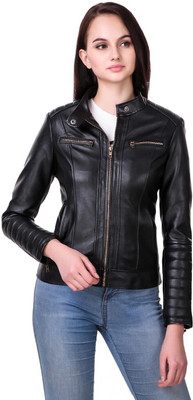 Leather Retail Full Sleeve Solid Women Jacket