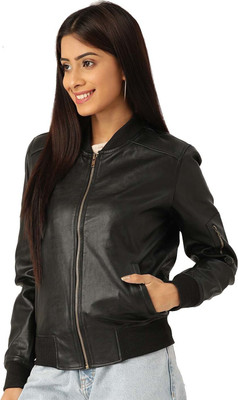 Leather Retail Full Sleeve Solid Women Jacket