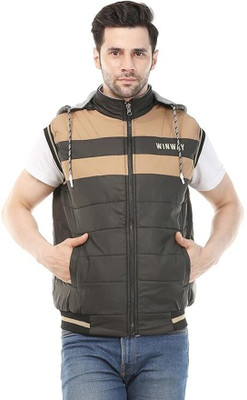 WANGHUA Sleeveless Striped Men Jacket
