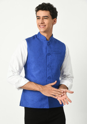 IndiWeaves Sleeveless Self Design Men Jacket